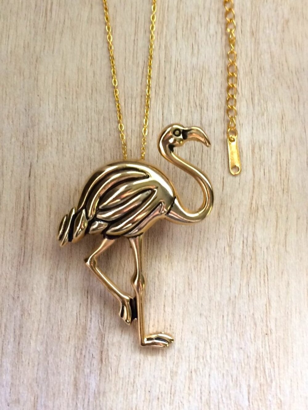 Flamingo Brooch Pin and Pendant Necklace NOS